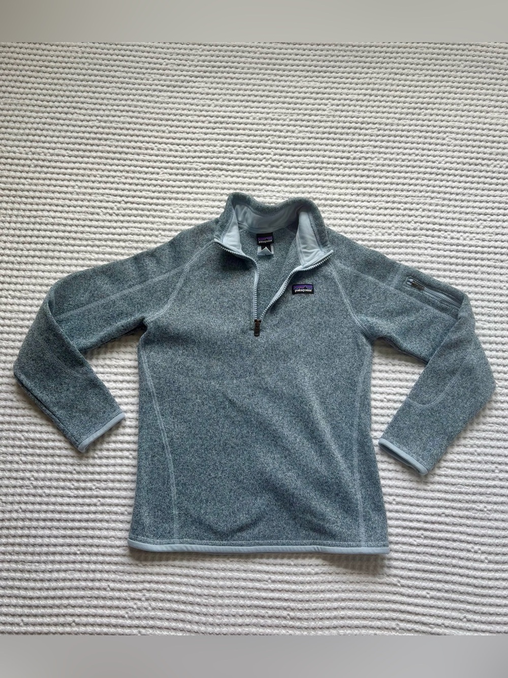 Patagonia Girls Better Sweater Quarter 1/4 Zip Fleece Ice Light Blue Size L (12)
